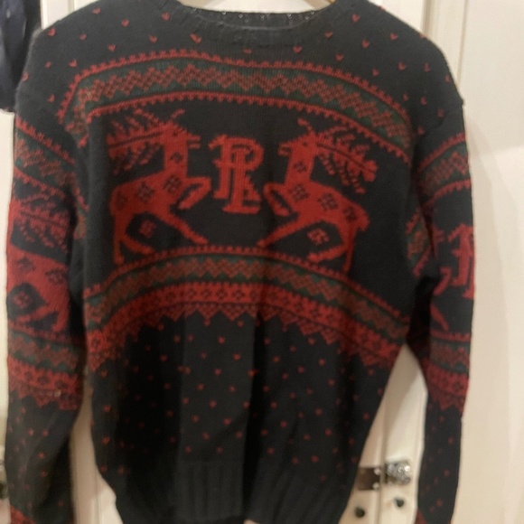 Rare Polo Ralph Lauren Vintage '90's Cotton Knit Reindeer holiday Sweater Sz S - Picture 1 of 7